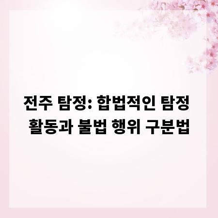 전주 탐정: 합법적인 탐정 활동과 불법 행위 구분법