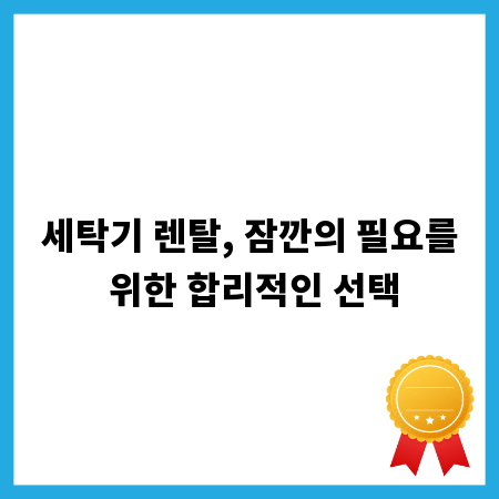 세탁기 렌탈, 잠깐의 필요를 위한 합리적인 선택