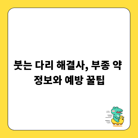 붓는 다리 해결사, 부종 약 정보와 예방 꿀팁