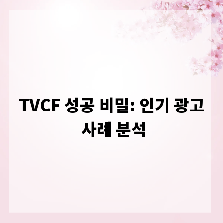 TVCF 성공 비밀: 인기 광고 사례 분석