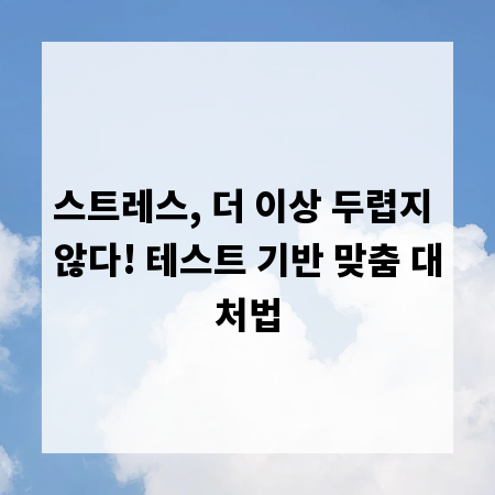 스트레스, 더 이상 두렵지 않다! 테스트 기반 맞춤 대처법
