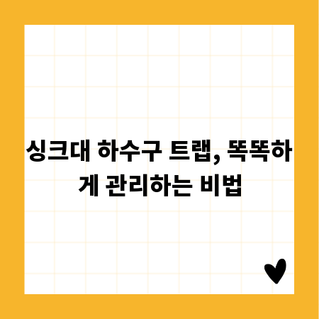 싱크대 하수구 트랩, 똑똑하게 관리하는 비법