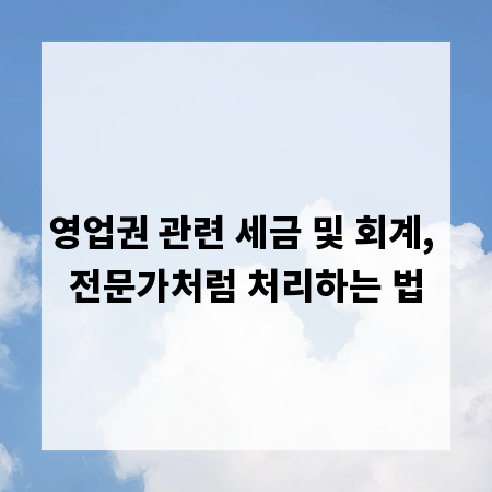 영업권 관련 세금 및 회계, 전문가처럼 처리하는 법
