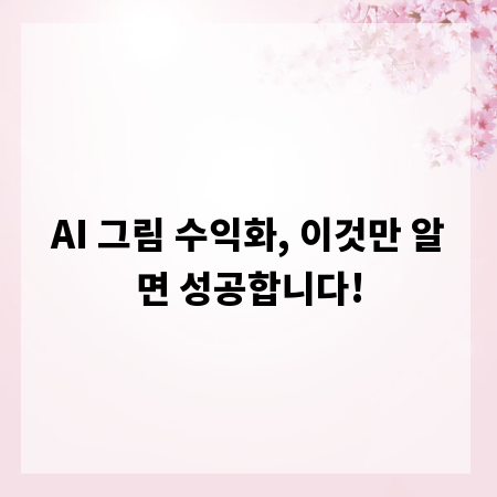 AI 그림 수익화, 이것만 알면 성공합니다!