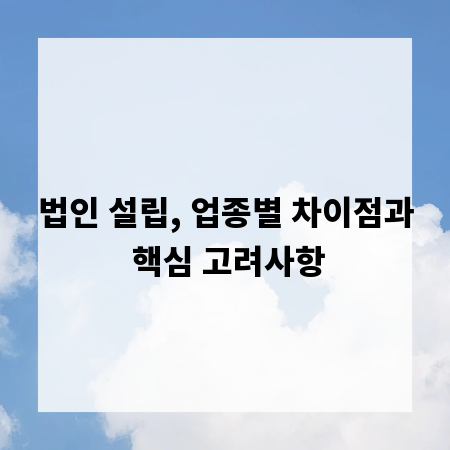 법인 설립, 업종별 차이점과 핵심 고려사항