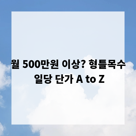 월 500만원 이상? 형틀목수 일당 단가 A to Z