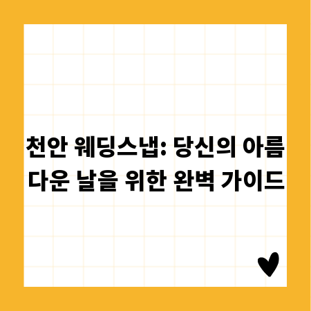 천안 웨딩스냅: 당신의 아름다운 날을 위한 완벽 가이드