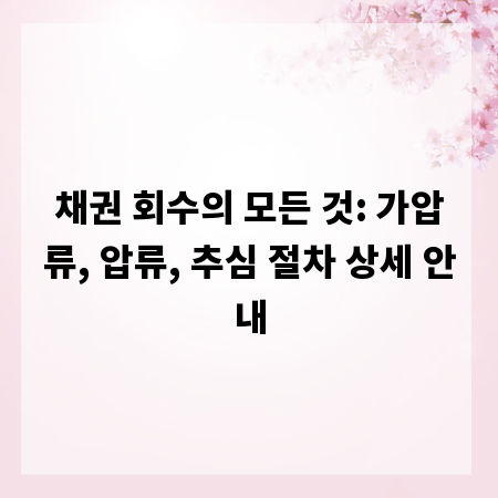 채권 회수의 모든 것: 가압류, 압류, 추심 절차 상세 안내
