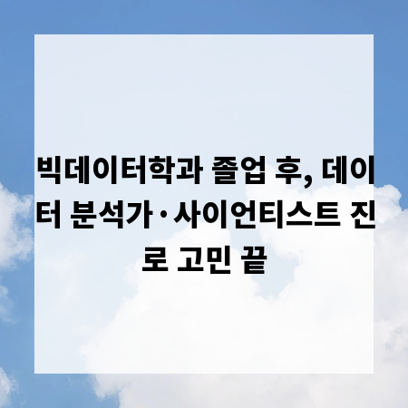 빅데이터학과 졸업 후, 데이터 분석가·사이언티스트 진로 고민 끝