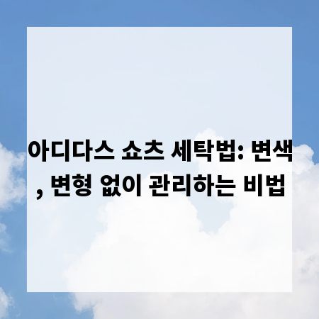 아디다스 쇼츠 세탁법: 변색, 변형 없이 관리하는 비법