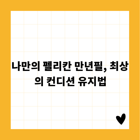 나만의 펠리칸 만년필, 최상의 컨디션 유지법