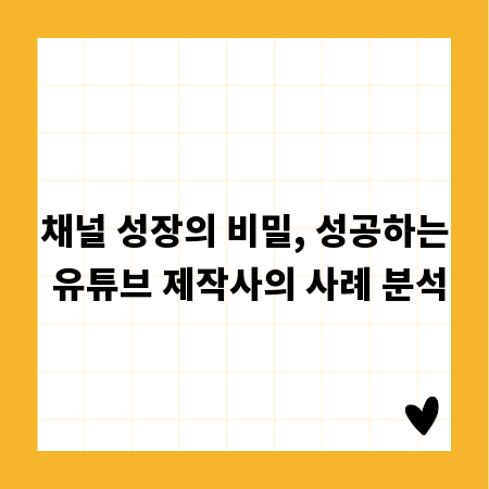 채널 성장의 비밀, 성공하는 유튜브 제작사의 사례 분석