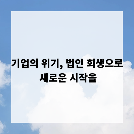 기업의 위기, 법인 회생으로 새로운 시작을