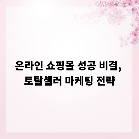 온라인 쇼핑몰 성공 비결, 토탈셀러 마케팅 전략