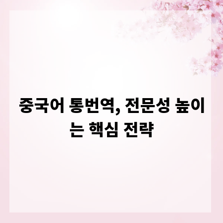 중국어 통번역, 전문성 높이는 핵심 전략