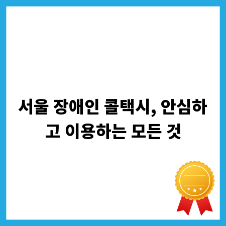 서울 장애인 콜택시, 안심하고 이용하는 모든 것