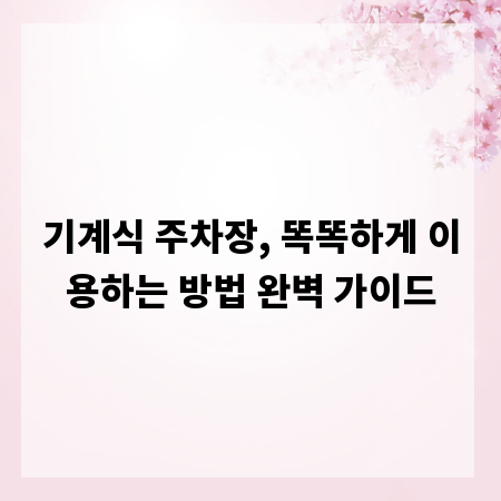 기계식 주차장, 똑똑하게 이용하는 방법 완벽 가이드