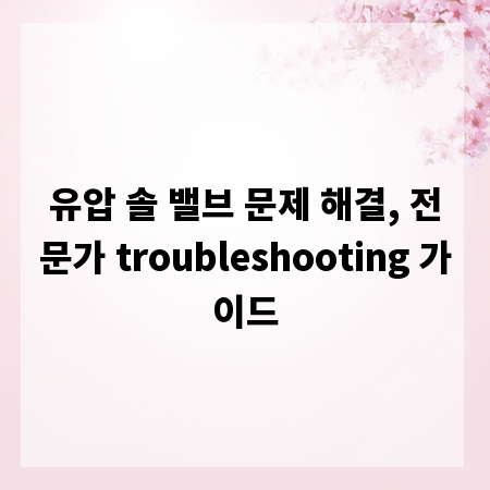 유압 솔 밸브 문제 해결, 전문가 troubleshooting 가이드