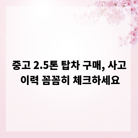 중고 2.5톤 탑차 구매, 사고 이력 꼼꼼히 체크하세요
