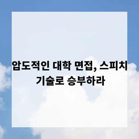 압도적인 대학 면접, 스피치 기술로 승부하라