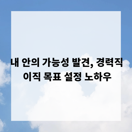 내 안의 가능성 발견, 경력직 이직 목표 설정 노하우