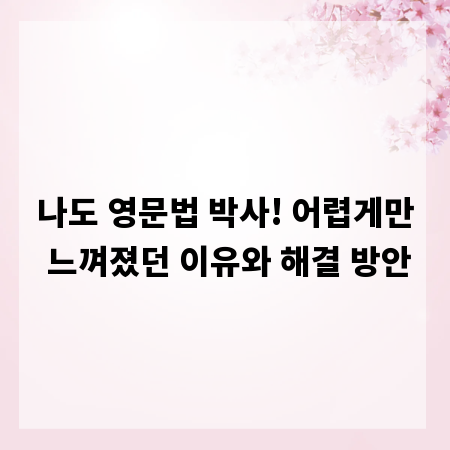 나도 영문법 박사! 어렵게만 느껴졌던 이유와 해결 방안