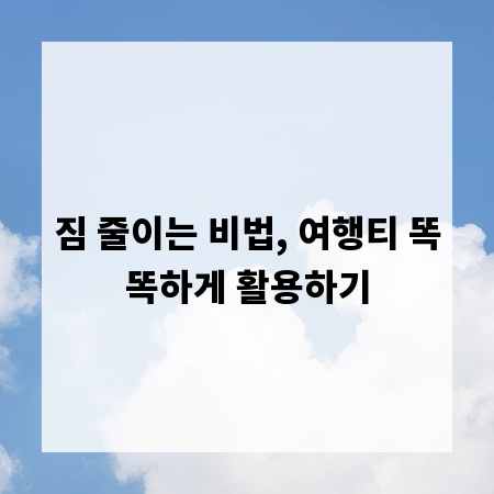 짐 줄이는 비법, 여행티 똑똑하게 활용하기