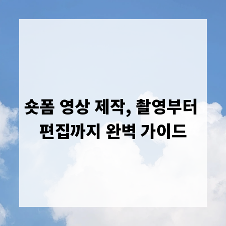 숏폼 영상 제작, 촬영부터 편집까지 완벽 가이드