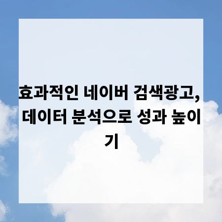 효과적인 네이버 검색광고, 데이터 분석으로 성과 높이기