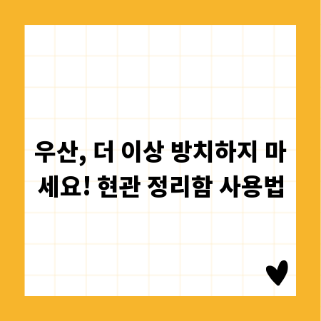 우산, 더 이상 방치하지 마세요! 현관 정리함 사용법