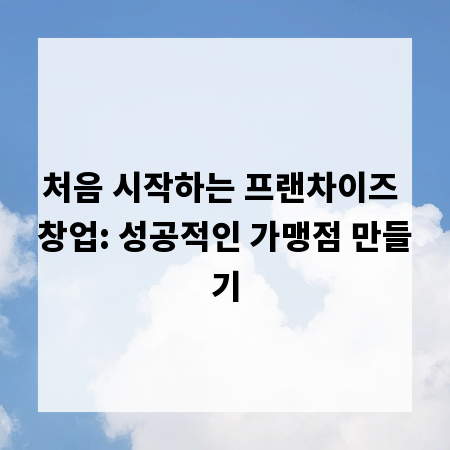 처음 시작하는 프랜차이즈 창업: 성공적인 가맹점 만들기