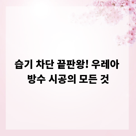 습기 차단 끝판왕! 우레아 방수 시공의 모든 것