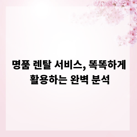 명품 렌탈 서비스, 똑똑하게 활용하는 완벽 분석