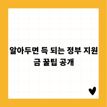 알아두면 득 되는 정부 지원금 꿀팁 공개