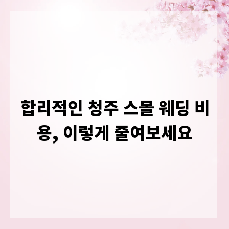 합리적인 청주 스몰 웨딩 비용, 이렇게 줄여보세요
