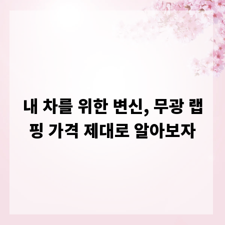 내 차를 위한 변신, 무광 랩핑 가격 제대로 알아보자
