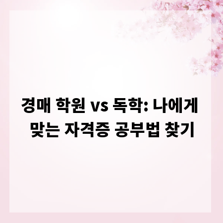 경매 학원 vs 독학: 나에게 맞는 자격증 공부법 찾기