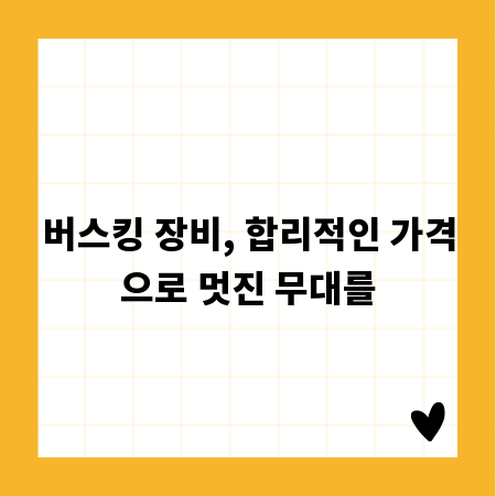 버스킹 장비, 합리적인 가격으로 멋진 무대를