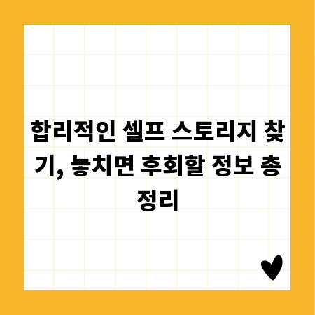 합리적인 셀프 스토리지 찾기, 놓치면 후회할 정보 총정리