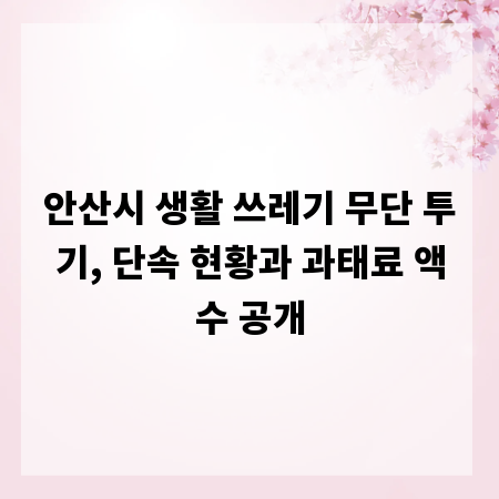 안산시 생활 쓰레기 무단 투기, 단속 현황과 과태료 액수 공개
