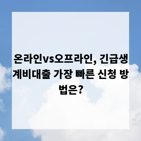 온라인vs오프라인, 긴급생계비대출 가장 빠른 신청 방법은?