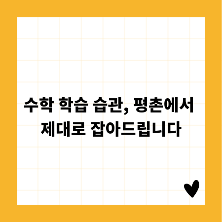 수학 학습 습관, 평촌에서 제대로 잡아드립니다