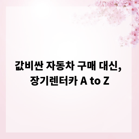 값비싼 자동차 구매 대신, 장기렌터카 A to Z