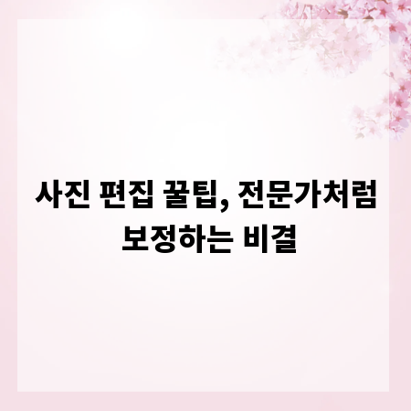 사진 편집 꿀팁, 전문가처럼 보정하는 비결