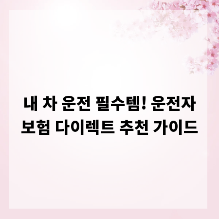 내 차 운전 필수템! 운전자보험 다이렉트 추천 가이드