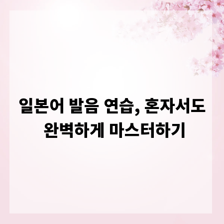 일본어 발음 연습, 혼자서도 완벽하게 마스터하기