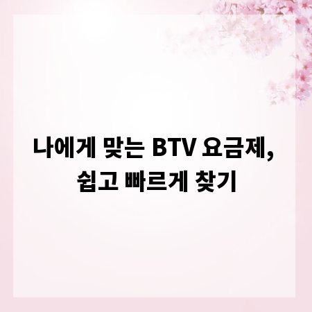 나에게 맞는 BTV 요금제, 쉽고 빠르게 찾기
