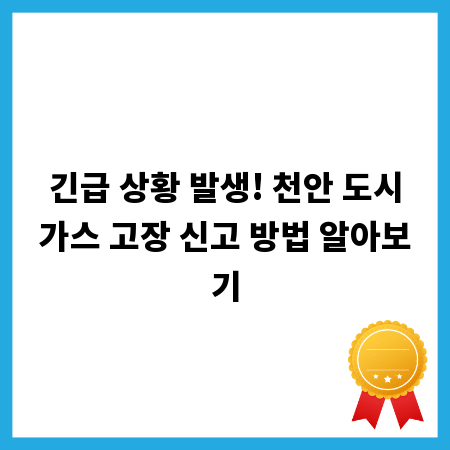 긴급 상황 발생! 천안 도시가스 고장 신고 방법 알아보기