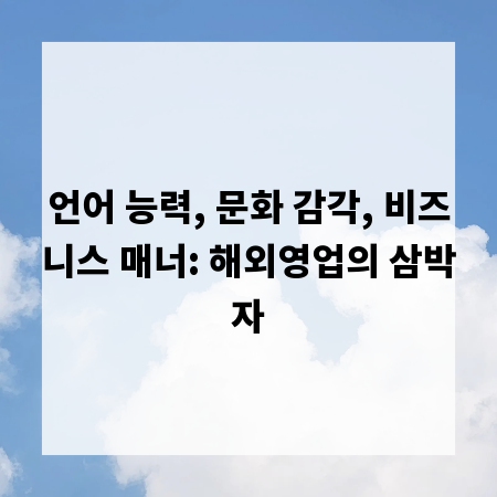 언어 능력, 문화 감각, 비즈니스 매너: 해외영업의 삼박자