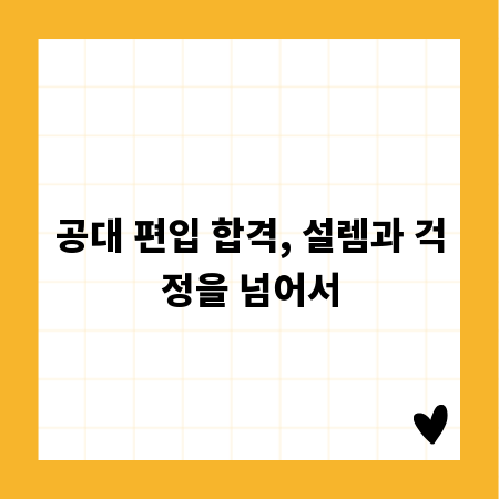 공대 편입 합격, 설렘과 걱정을 넘어서
